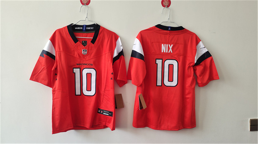 Women's Orange Denver Broncos #10 Bo Nix 2024 F.U.S.E Stitched Jersey(Run Small)